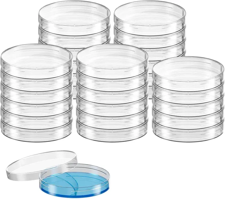 Sterile 90mm Petri Dishes with Vented Lids — 30-Pack Polystyrene
