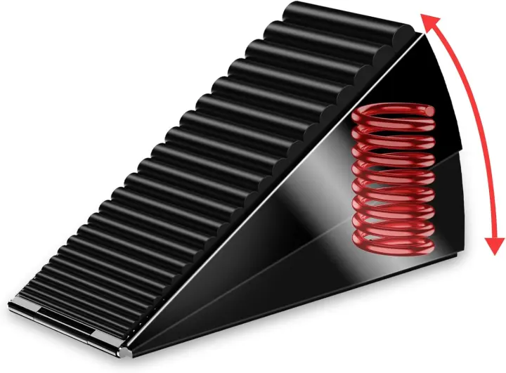 Tall 3" Heavy-Duty Adjustable Metal Door Stopper — Spring Wedge