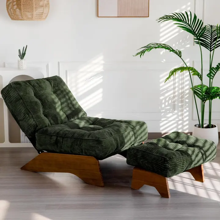 Tufted Adjustable Accent Chair with Ottoman — Upholstered Lounge Seat