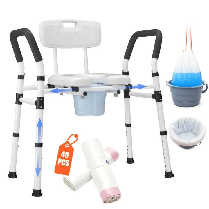TVOVME Extra-Wide Heavy-Duty Bedside Commode — Adjustable Height & Width