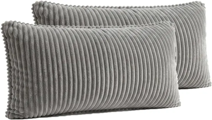 Two-Pack Corduroy Lumbar Support Pillows for Recliners & Sofas