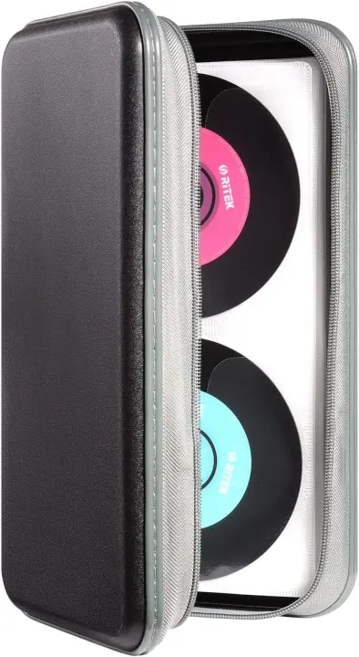 UENTIP 96-CD Hard Plastic Zippered CD/DVD Organizer for Travel