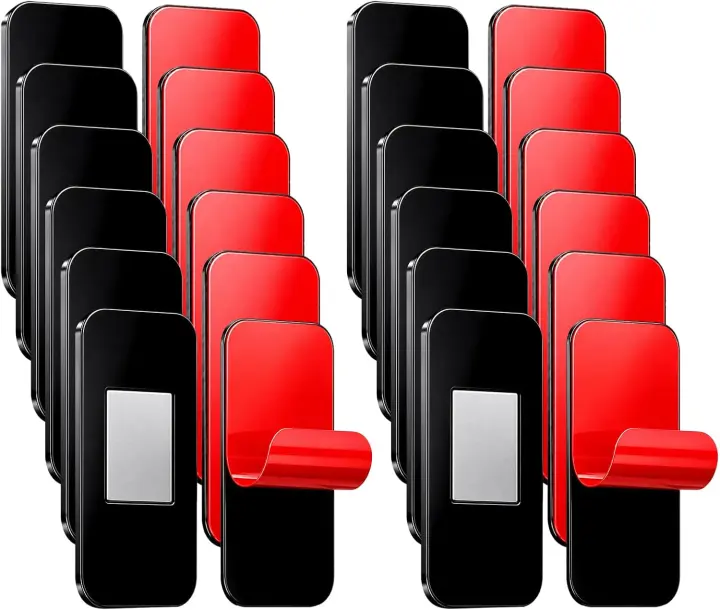 Ultra-Thin Magnetic Cabinet Catch — 12-Pack Black, Stainless Steel