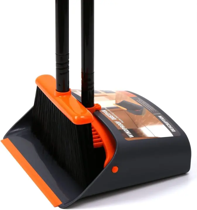 Upright Lobby Broom and Dustpan Set with 52" Handle