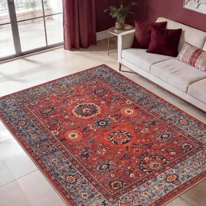 Vintage Washable Low-Pile Area Rug (Cotton Chenille) — 5x7