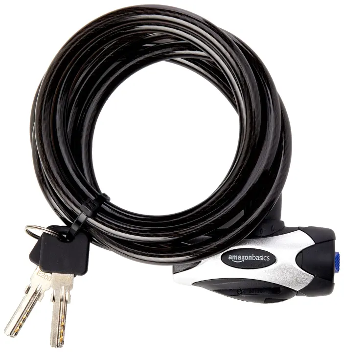 Weather-Resistant Keyed Bike Cable Lock — 70 in, 8mm, Black