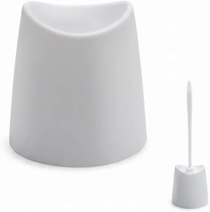White Toilet Brush Holder Base — Compact Concealing Stand