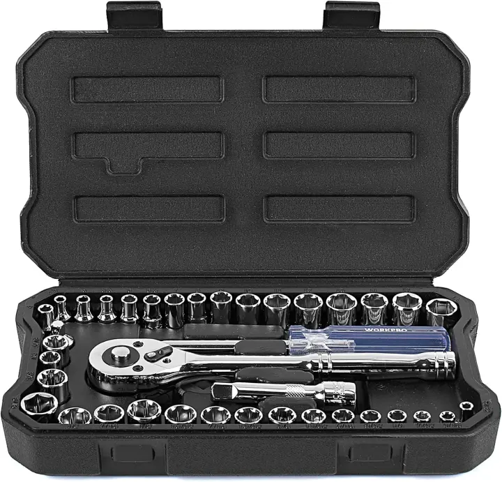 WORKPRO 39-Piece CR-V Socket Set (1/4" & 3/8") — Metric & SAE