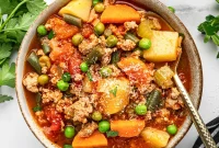 Hearty Ground Turkey Soup with Vegetables and Herbs