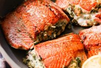 20-Minute Creamy Spinach-Stuffed Salmon Recipe