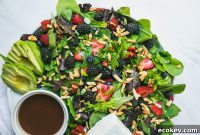 Triple Berry Salad with Caramelized Almonds & Citrus Mint Dressing