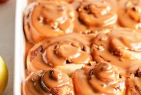 Caramel Apple Cinnamon Rolls with Gooey Brown Sugar Glaze