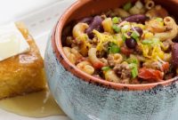 Hearty Chili Mac Skillet with Beef and Cheese
