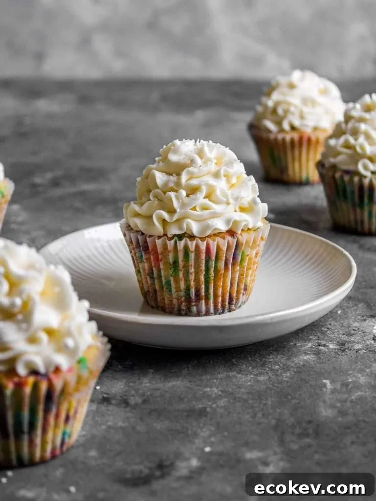 frosted funfetti cupcake in plate (1)