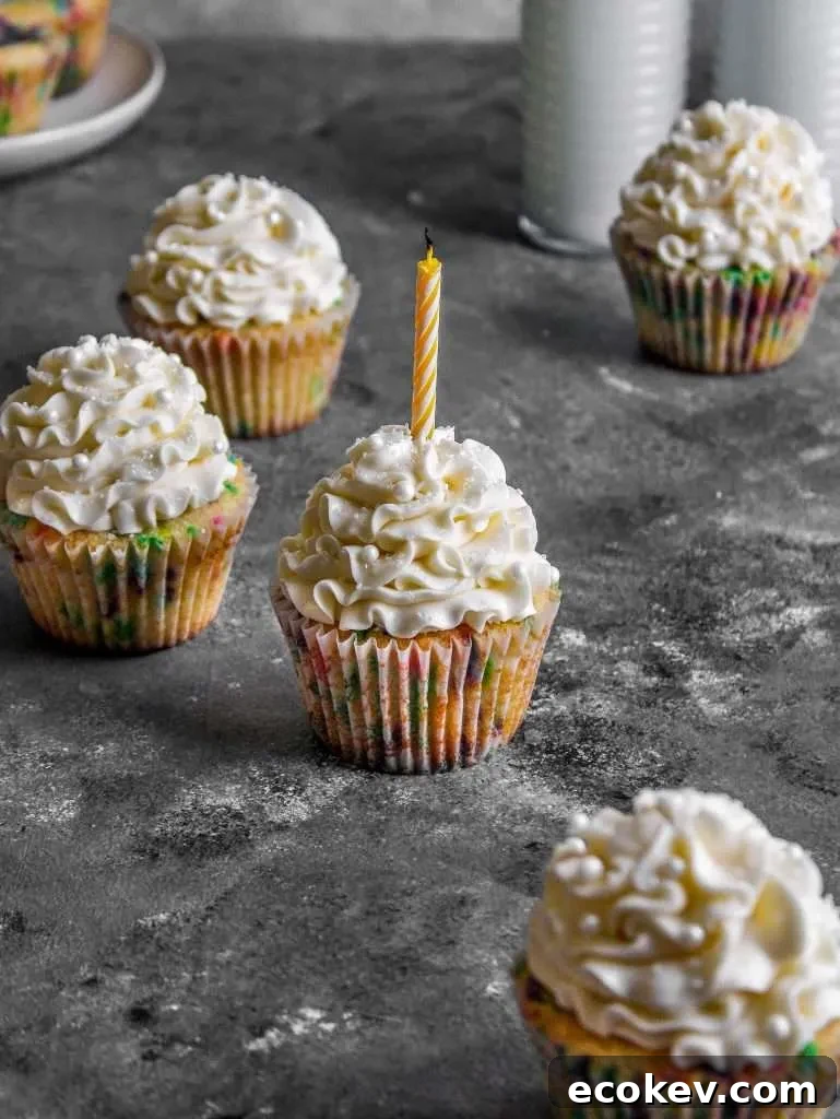 frosted funfetti cupcakes with candle in one cupcake blown out (2)