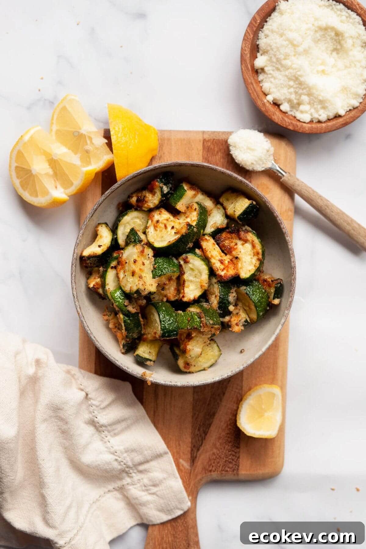 Crispy air fryer parmesan zucchini without breading.