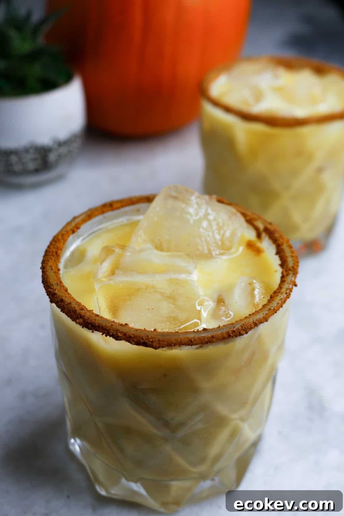 Pumpkin Spice Horchata in a clear glass