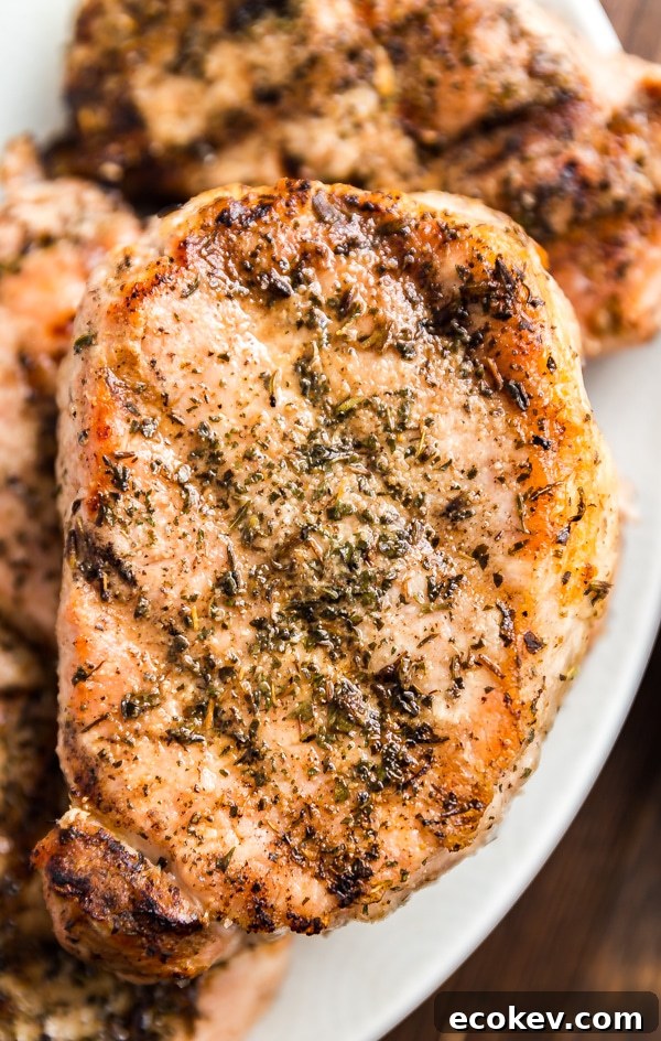 Grilled boneless pork chops