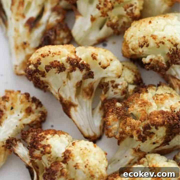 roasted cauliflower on a white plate.