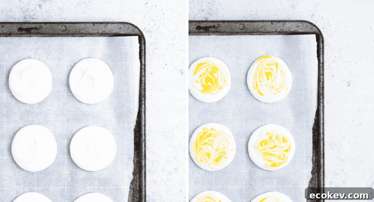 collage of piped meringue cookies