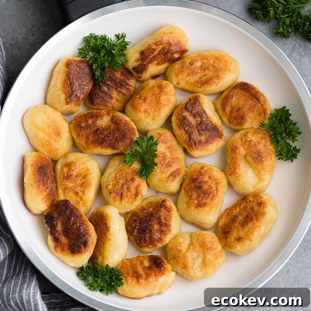 browned gnocchi is a white pan