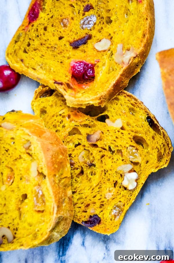 Sliced Yeast Pumpkin Bread.