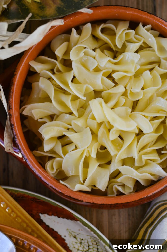A bowl of buttery egg noddles.