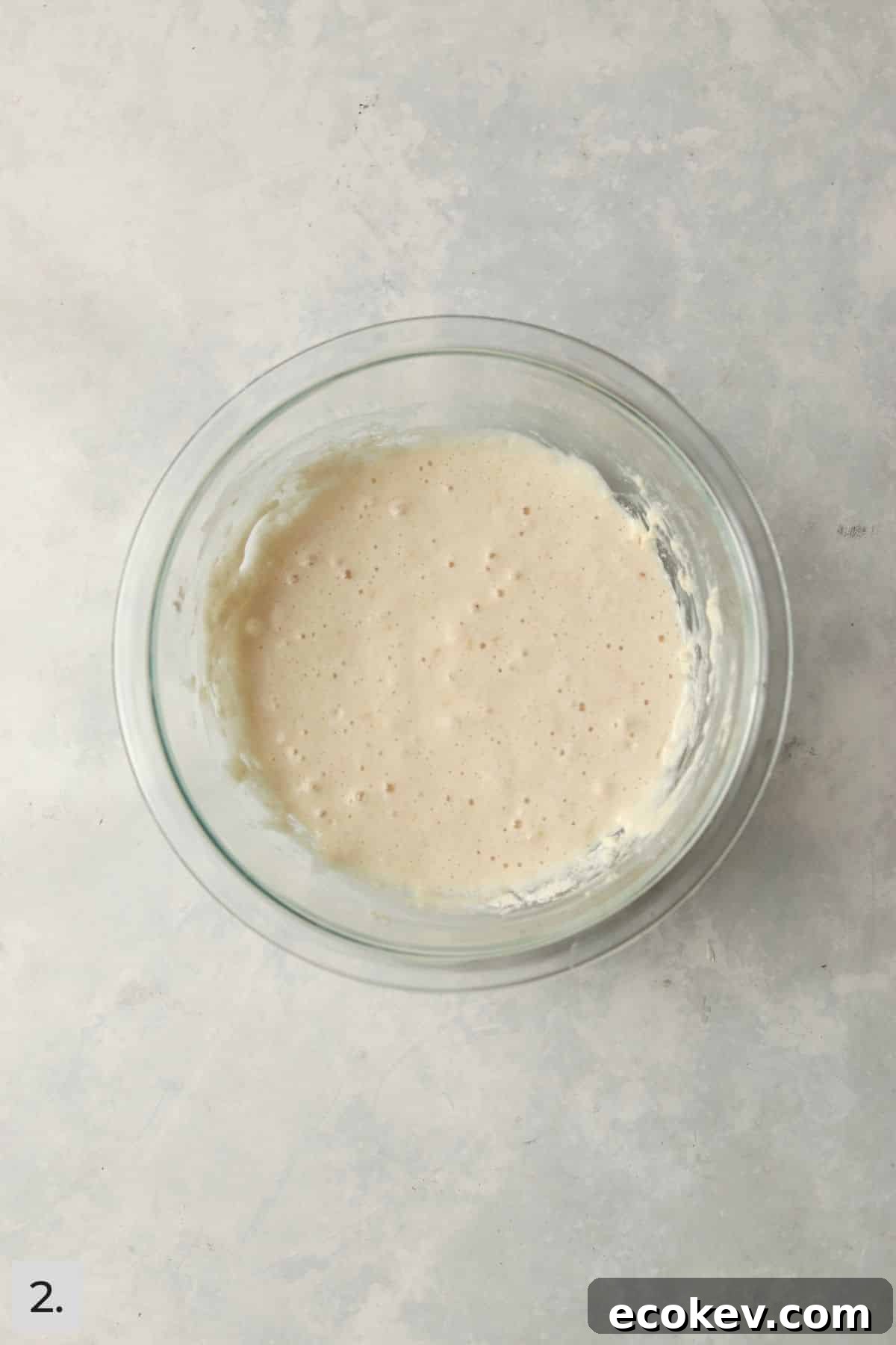 Small batch of pancake batter in a mixing bowl.