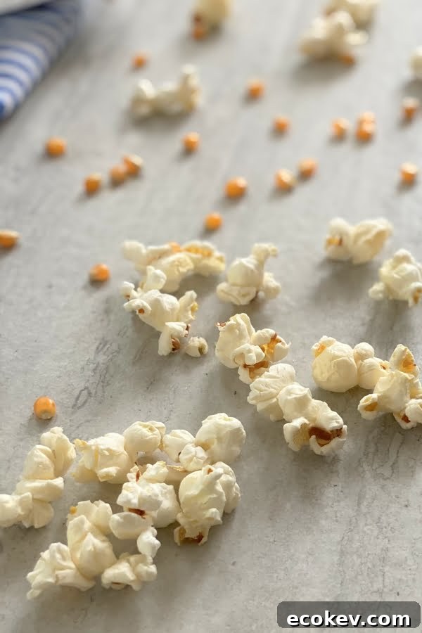 corn kernels and popped 