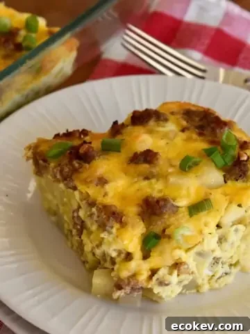 Sausage Hash Brown Breakfast Casserole.