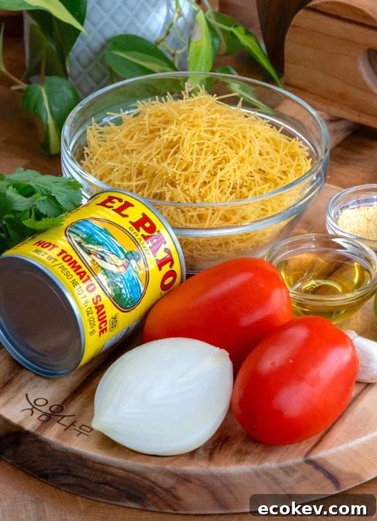 Toasted fideo pasta ready to simmer