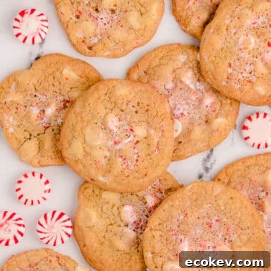 tray of peppermint white chocolate chip cookies