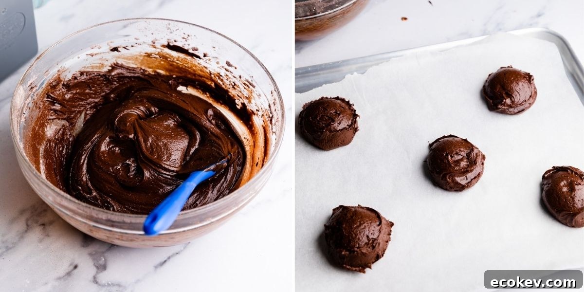 process photos showing step 5 and 6 of making brownie cookies