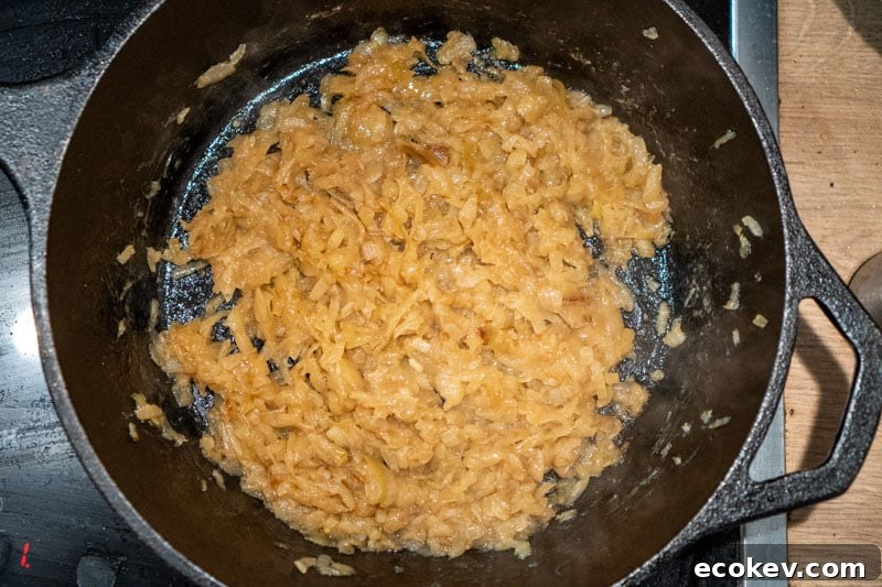 Onions are almost caramelised