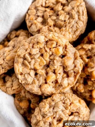 Butterscotch oatmeal cookies in a basket.