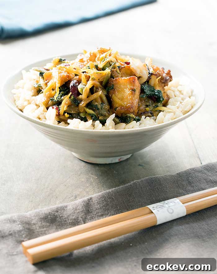 Quick and Easy Tofu Superfood Stirfry Made with an Eat Smart Sweet Kale Salad Kit