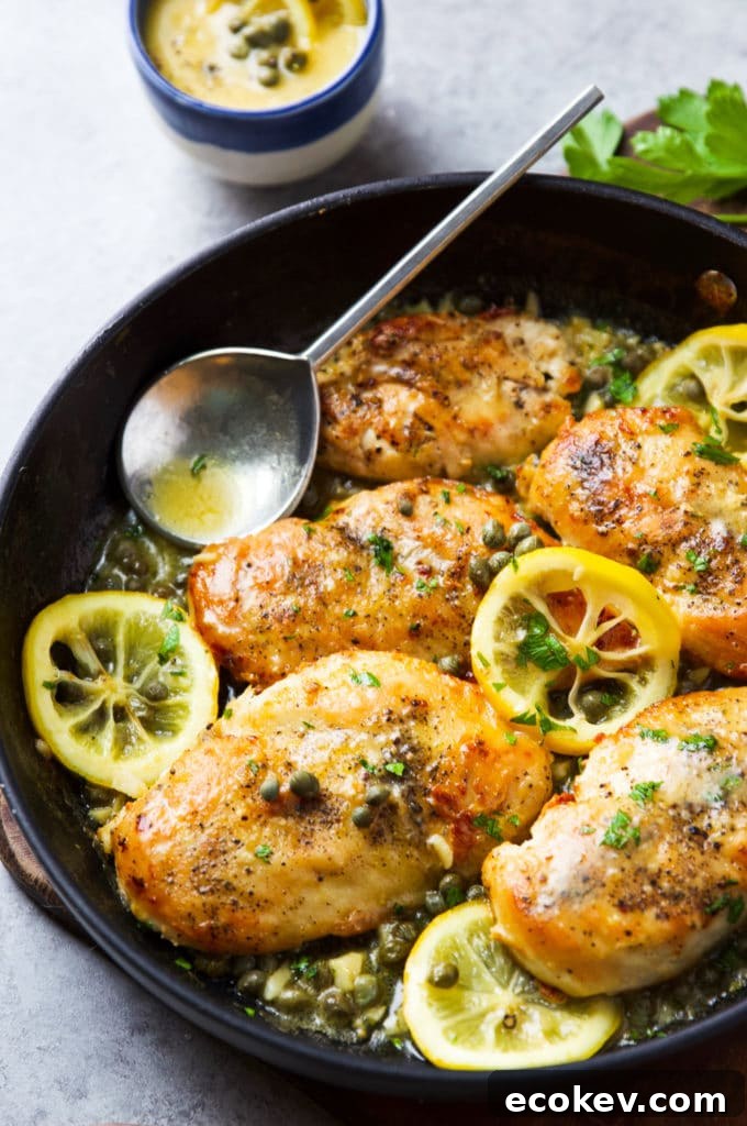 Lemon Chicken Piccata in a skillet