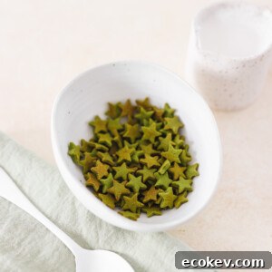 matcha cereal in a white bowl