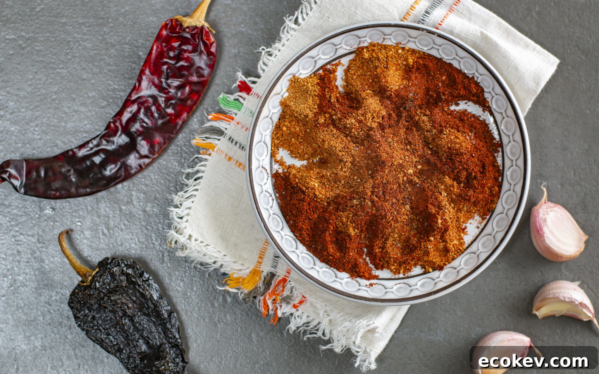 Homemade chili powder with Guindilla Chiles and Pasilla Negro Chiles
