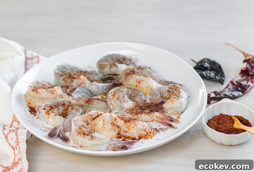 Add chili powder to the jumbo shrimp - adds tons mildly spicy flavor 