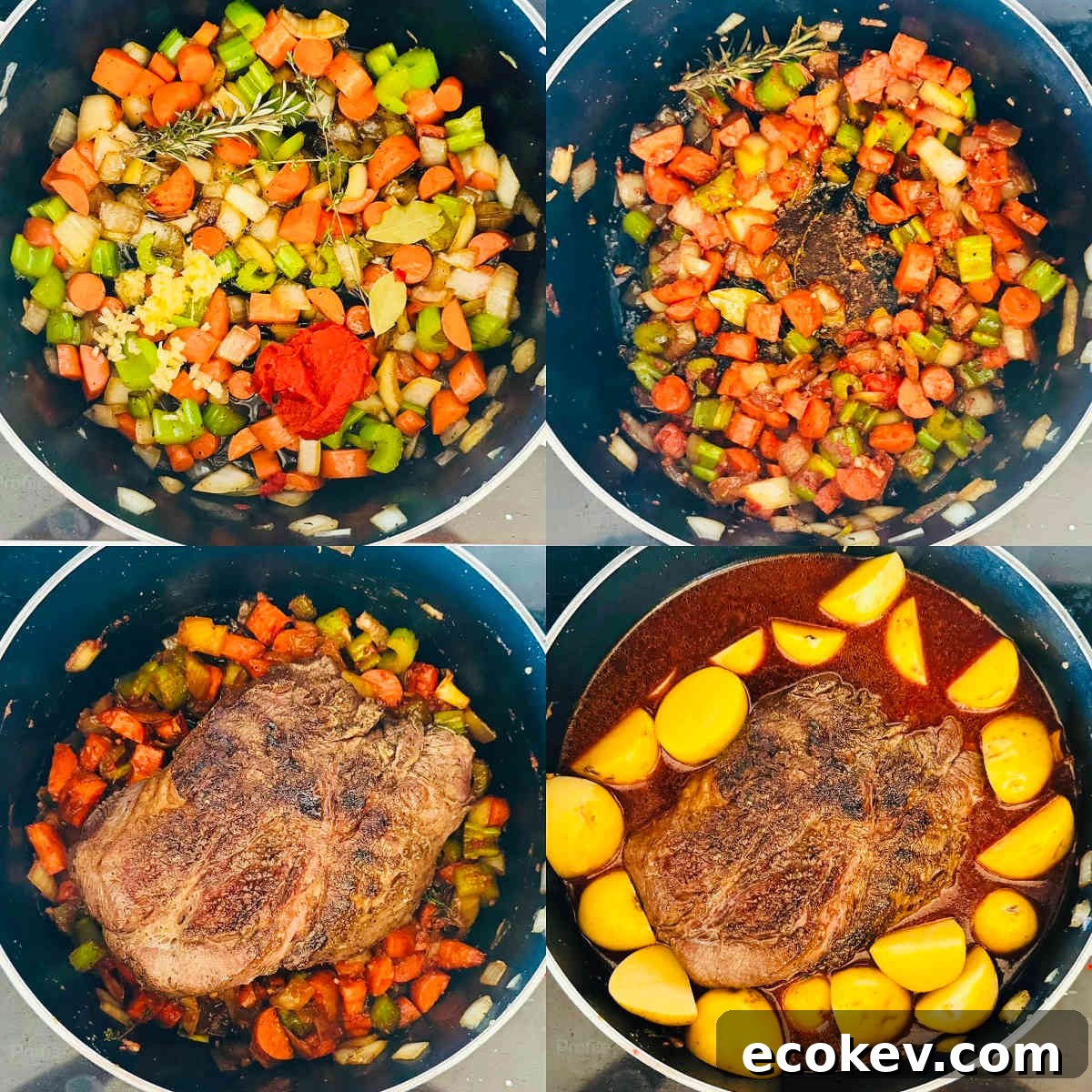 process shots how to make braised chuck roast 5-8.
