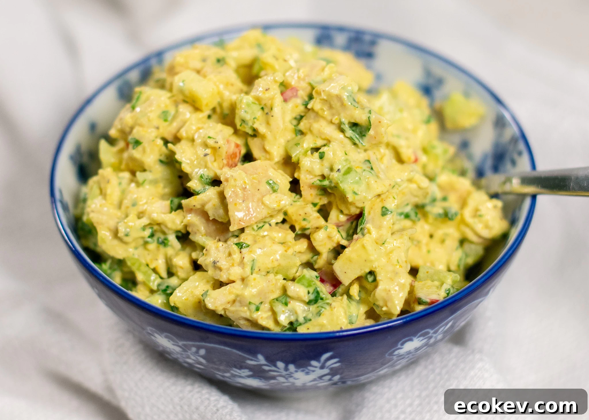 Chicken salad in a bowl.
