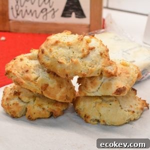These savory blue cheese biscuits made with Bisquick are so simple to make using a biscuit mix, butter, blue cheese crumbles, and buttermilk.