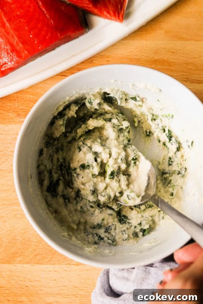 a bowl filled with spinach filling