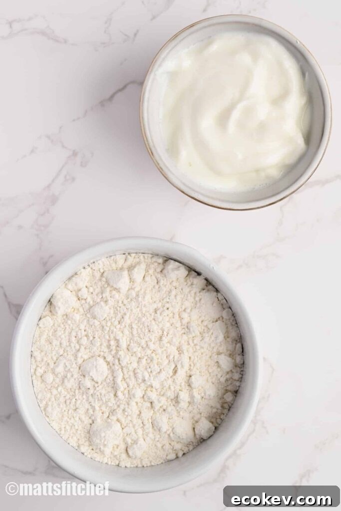 ingredients for Greek Yogurt pizza dough