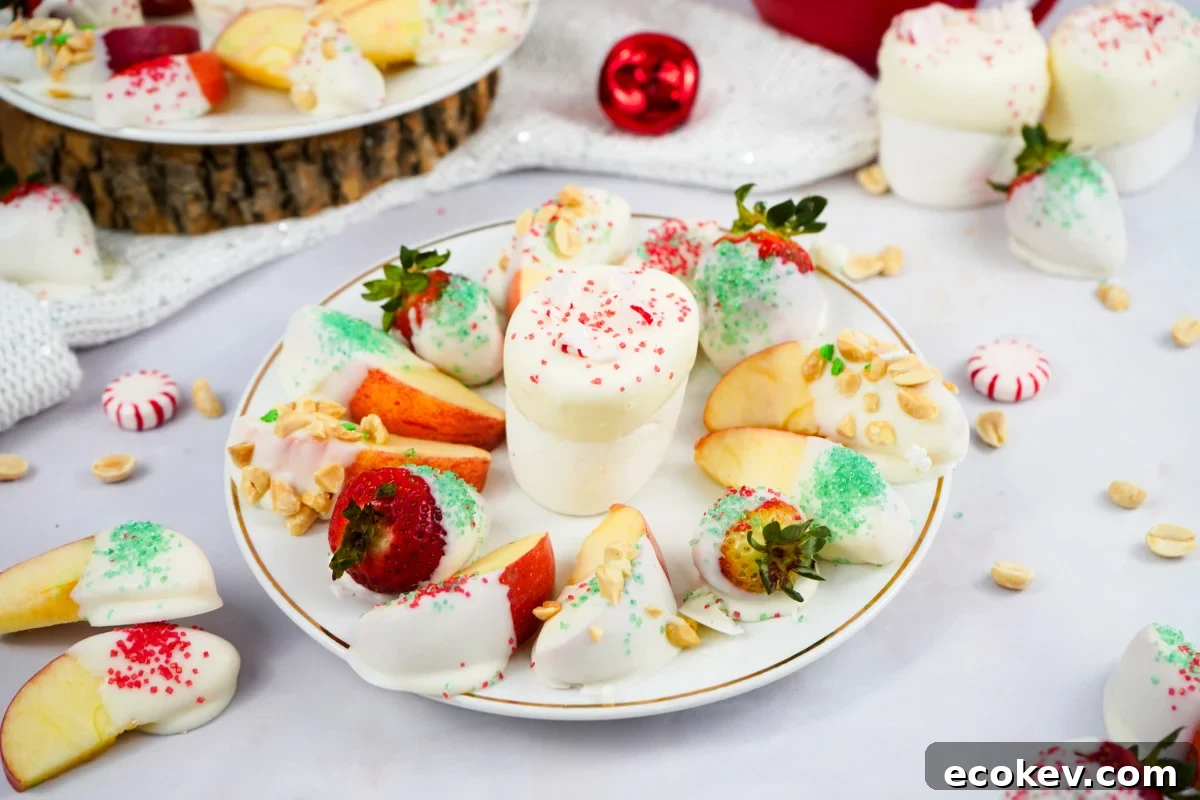 Holiday White Chocolate Covered Fruit Platter