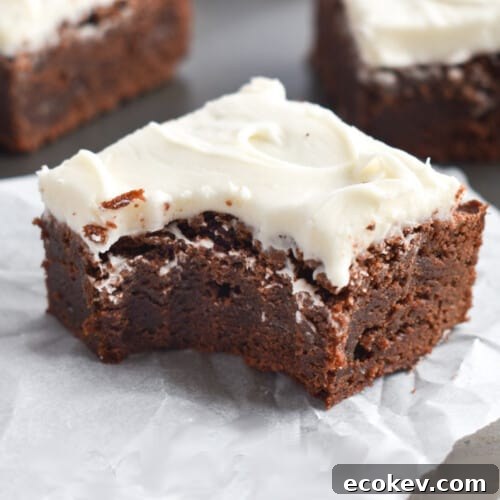 brownie square with bite out of it.