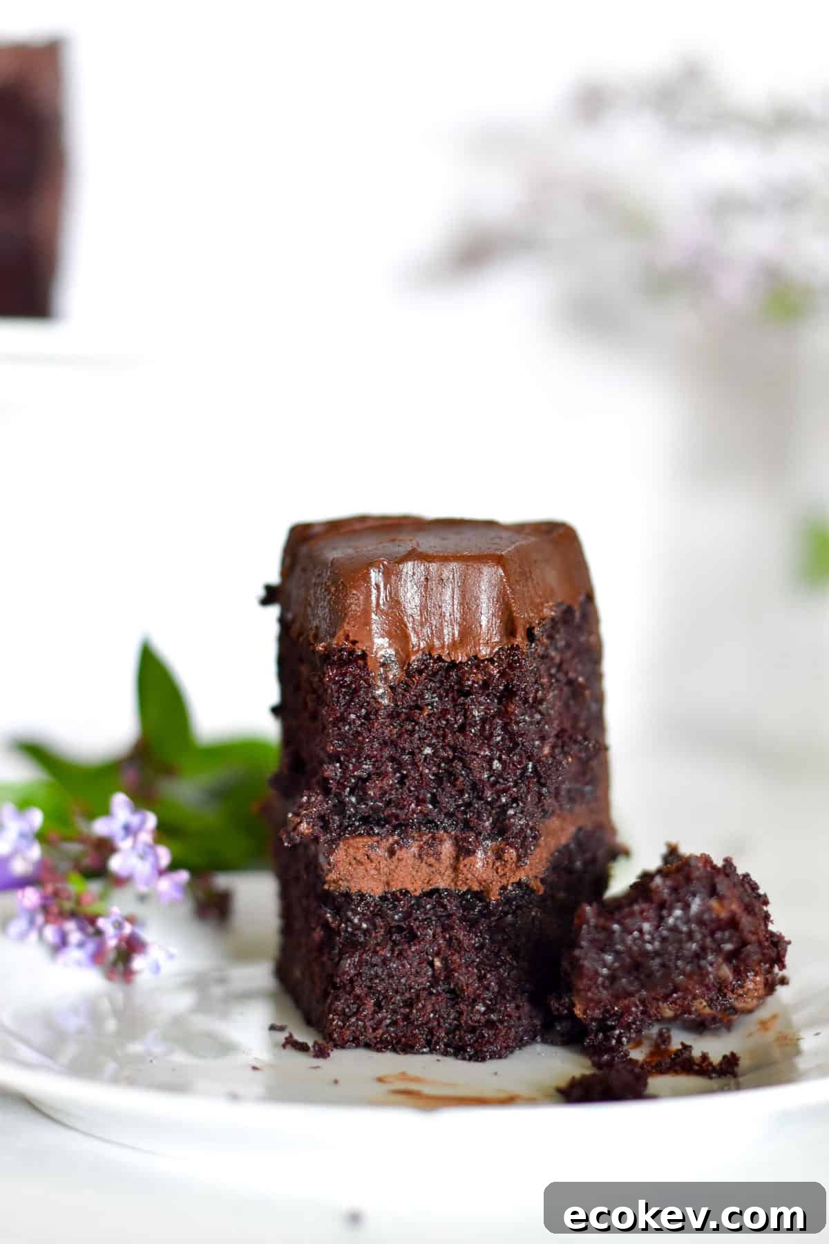 slice of cake with bite out of it. 