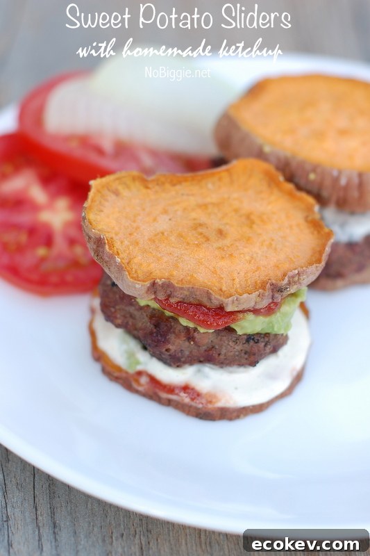 Sweet Potato Sliders with homemade ketchup | NoBiggie.net