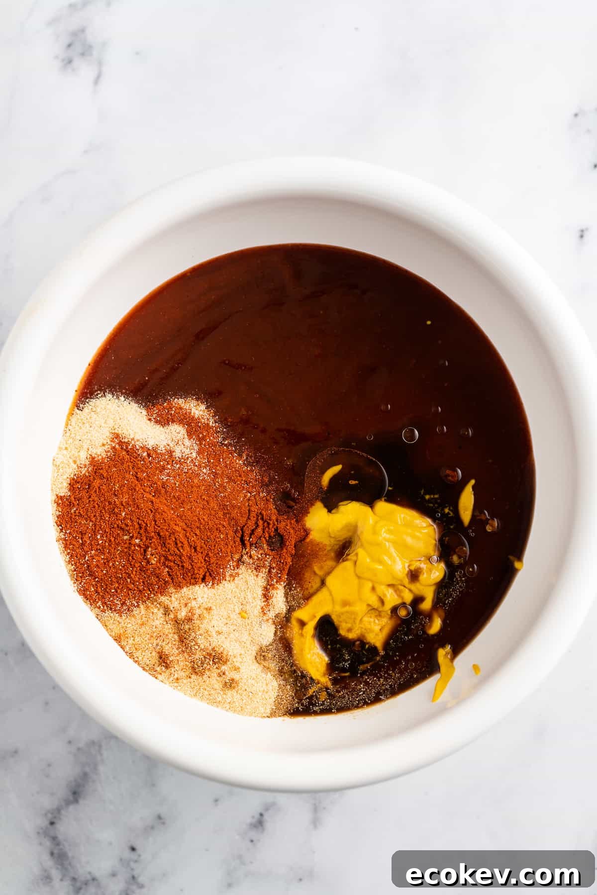 Sauce ingredients in a bowl.